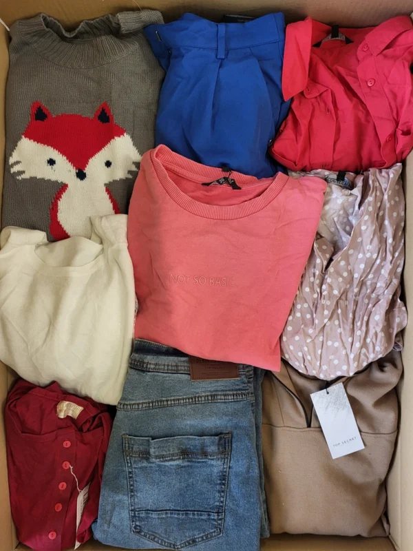 The photo shows a package with clothing in the category TSC.