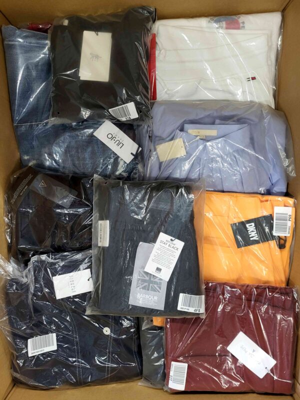 The photo shows a package with clothing in the category AP.