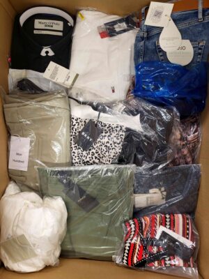 The photo shows a package with clothing in the category AP.