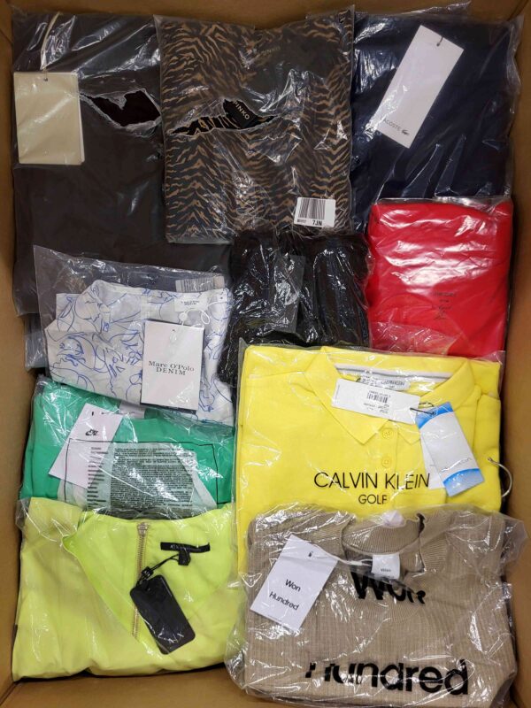 The photo shows a package with clothing in the category AP.