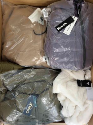 The photo shows a package with clothing in the category AJW.