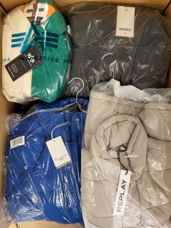 The photo shows a package with clothing in the category AJW.