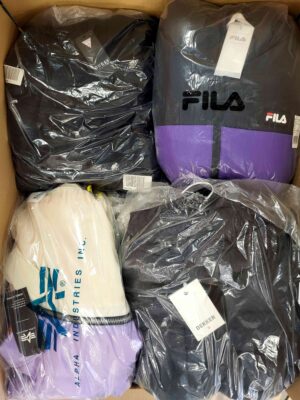 The photo shows a package with clothing in the category AJW.
