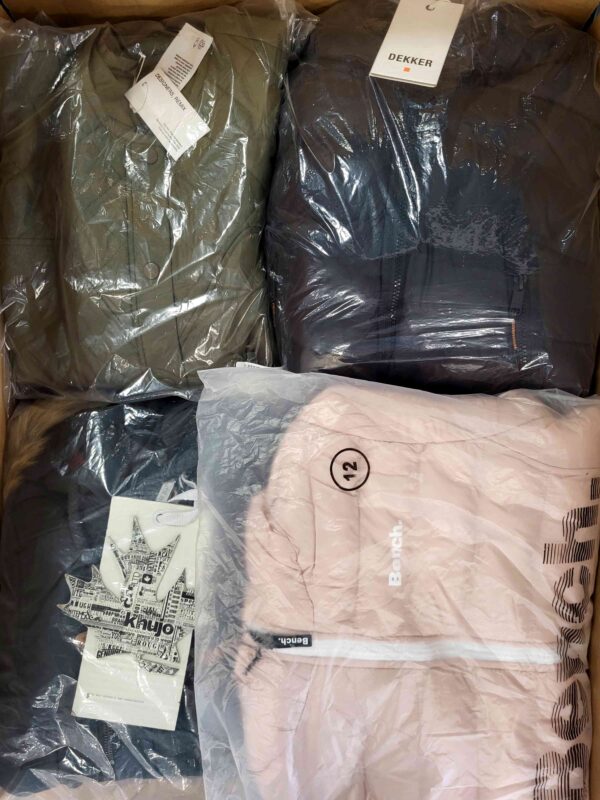 The photo shows a package with clothing in the category AJW.