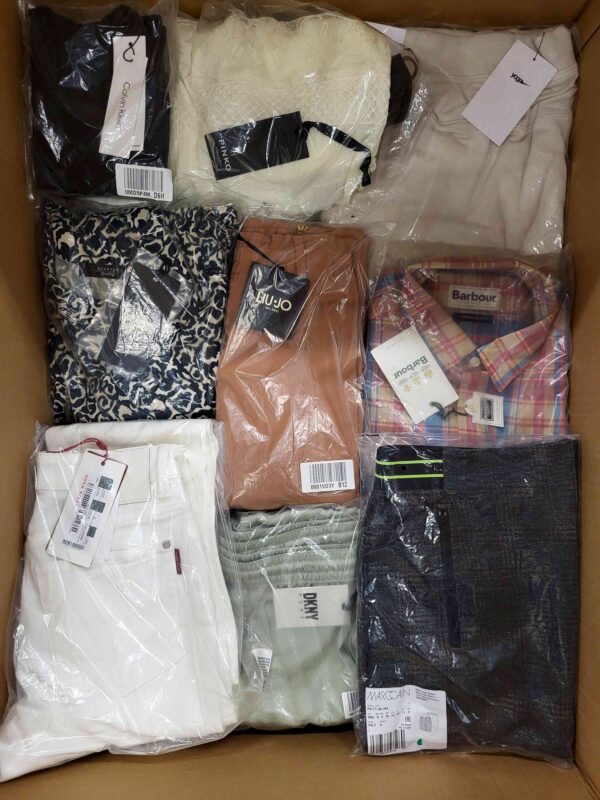 The photo shows a package with clothing in the category AP.