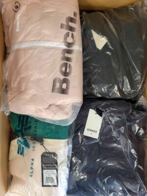 The photo shows a package with clothing in the category AJW.