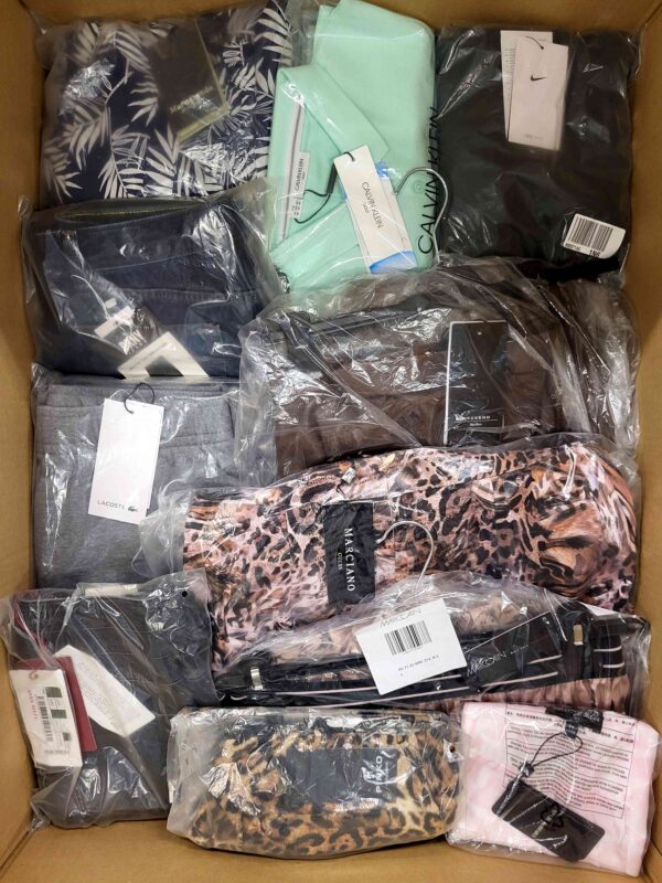 The photo shows a package with clothing in the category AP.