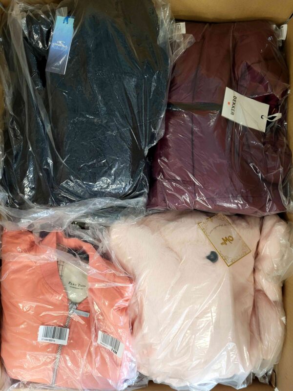 The photo shows a package with clothing in the category AJW.