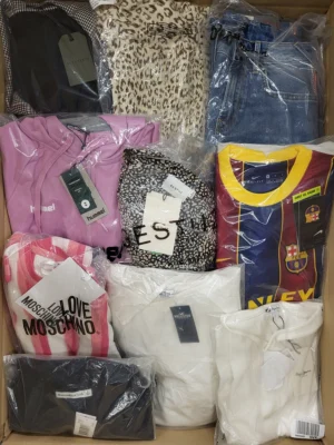 The photo shows a package with clothing in the category AW.