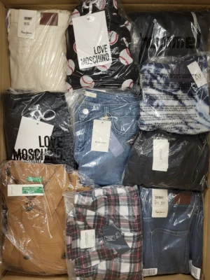 The photo shows a package with clothing in the category AW.