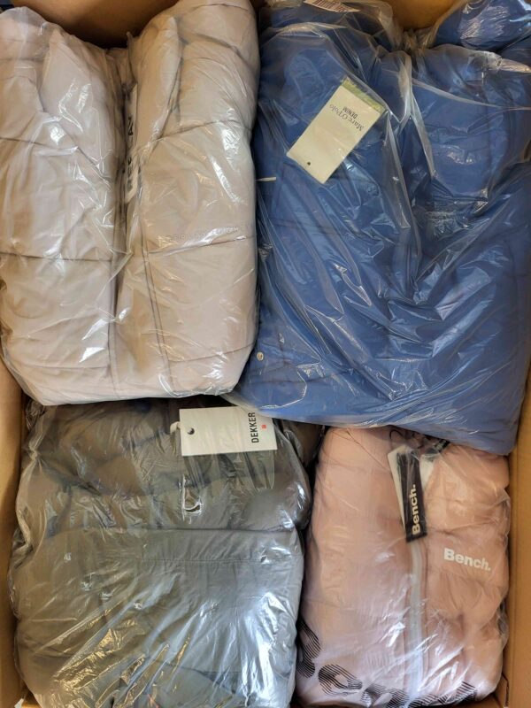The photo shows a package with clothing in the category AJW.