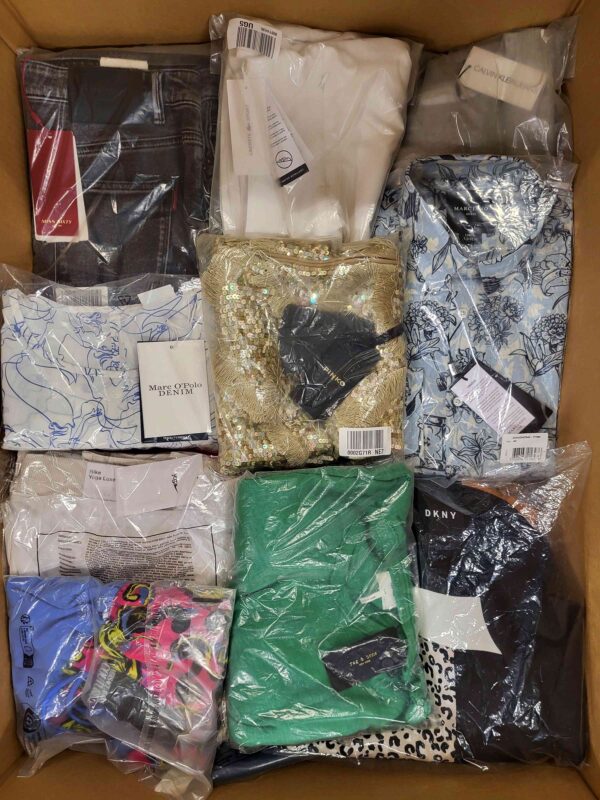 The photo shows a package with clothing in the category AP.
