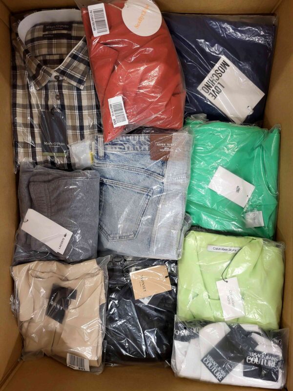 The photo shows a package with clothing in the category AP.