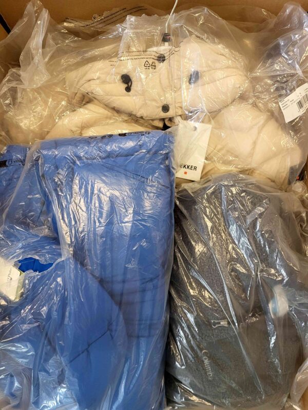 The photo shows a package with clothing in the category AJW.