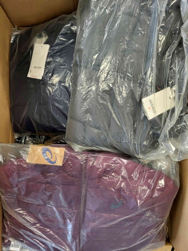 The photo shows a package with clothing in the category AJW.