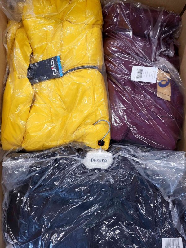The photo shows a package with clothing in the category AJW.