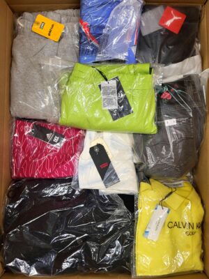 The photo shows a package with clothing in the category AW.
