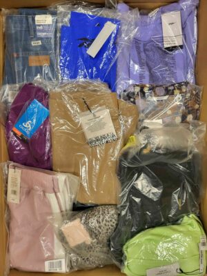 The photo shows a package with clothing in the category AW.