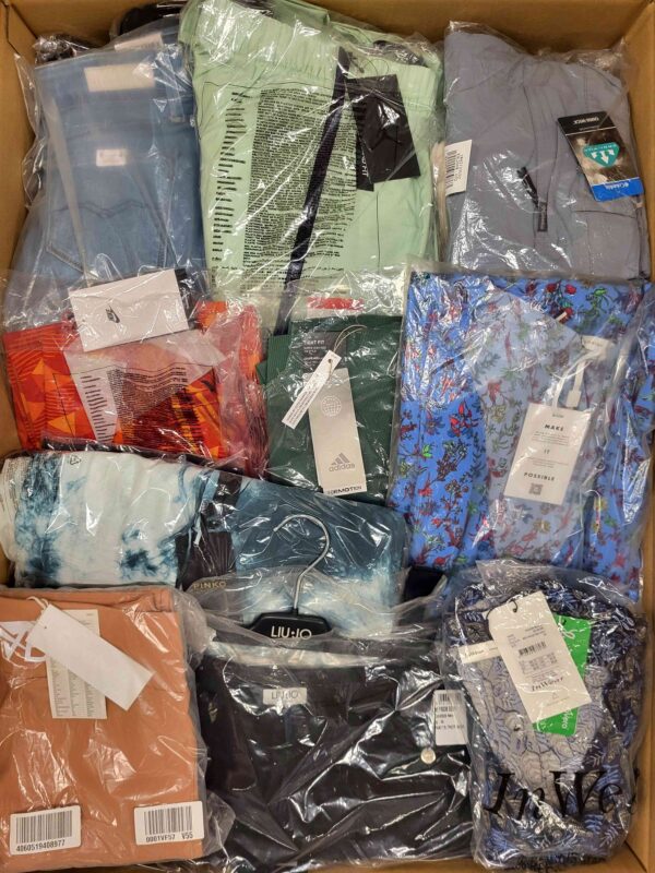 The photo shows a package with clothing in the category AW.