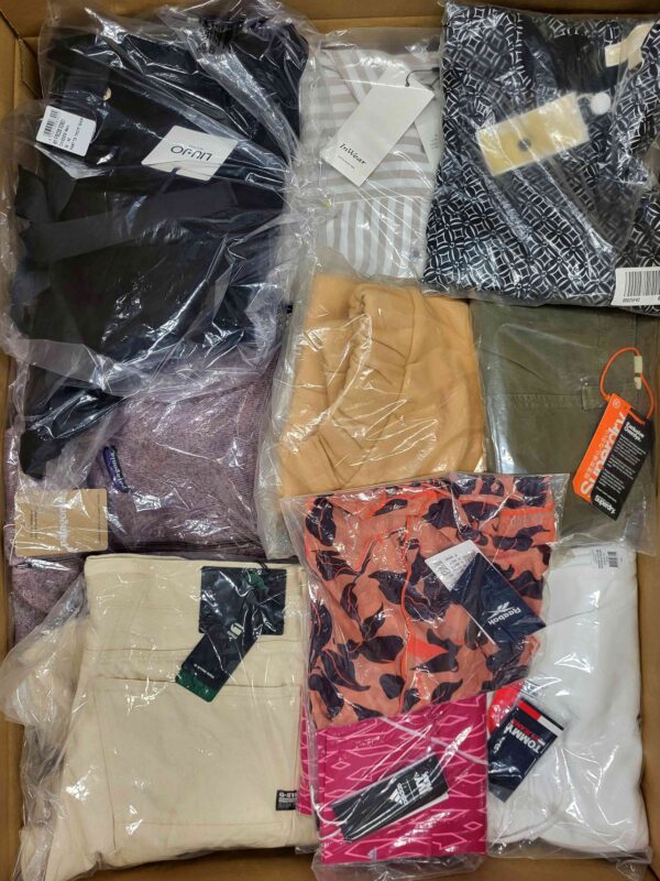 The photo shows a package with clothing in the category AW.