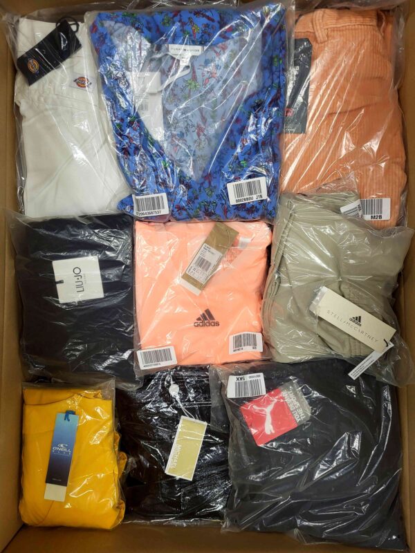 The photo shows a package with clothing in the category AW.
