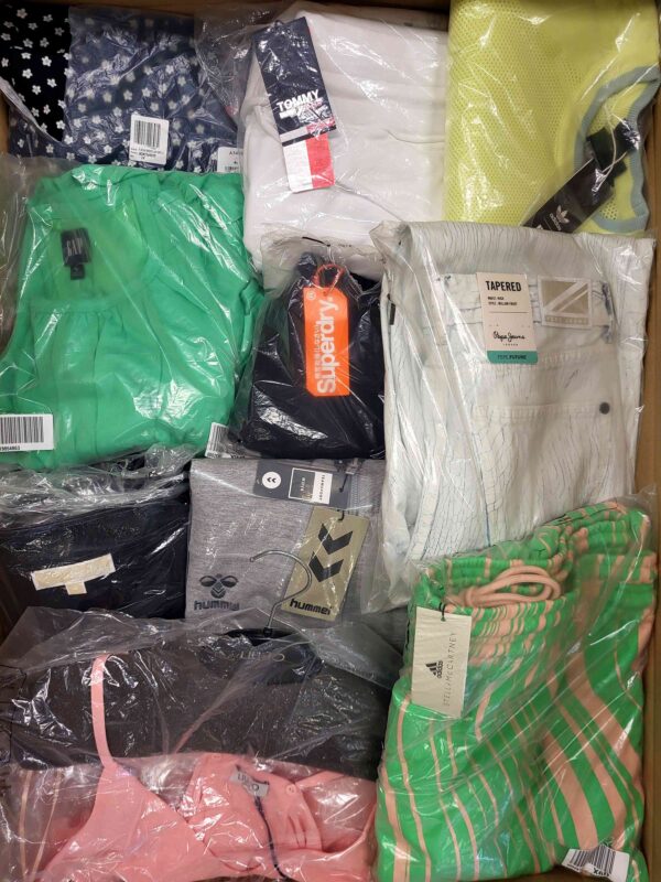 The photo shows a package with clothing in the category AW.