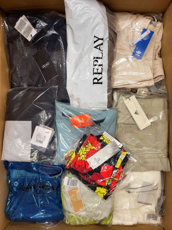 The photo shows a package with clothing in the category AW.