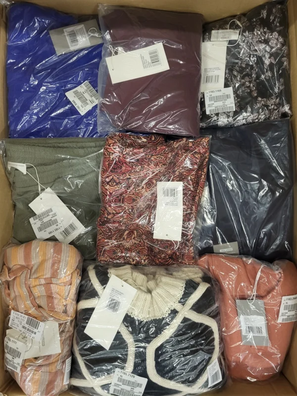 The photo shows a package with clothing in the category YA.