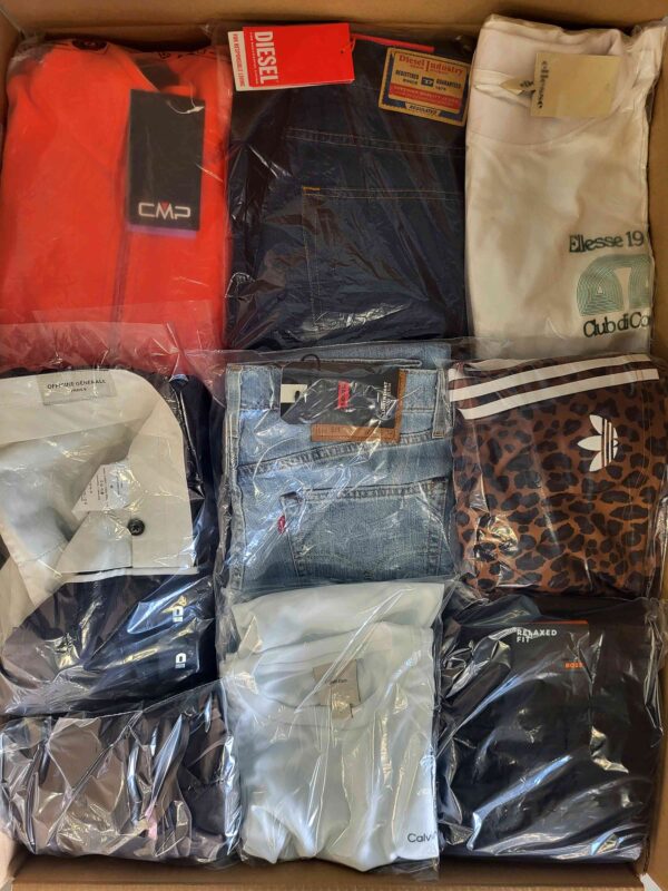 The photo shows a package with clothing in the category B.