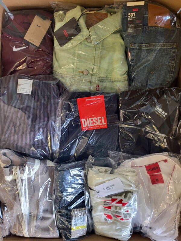 The photo shows a package with clothing in the category B.