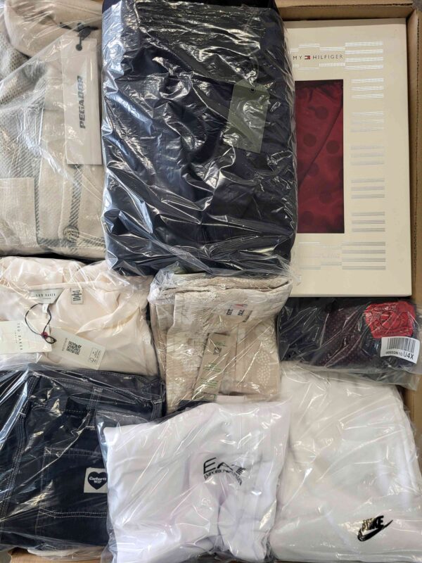 The photo shows a package with clothing in the category B.