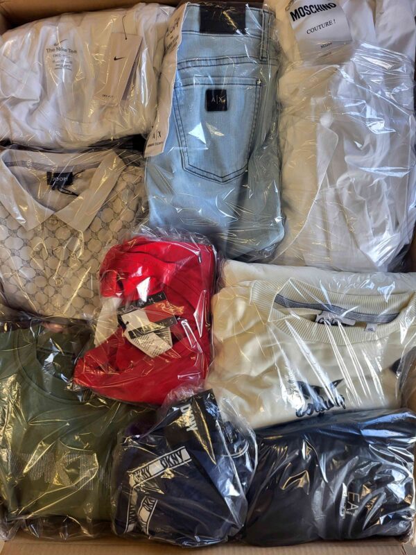 The photo shows a package with clothing in the category B.