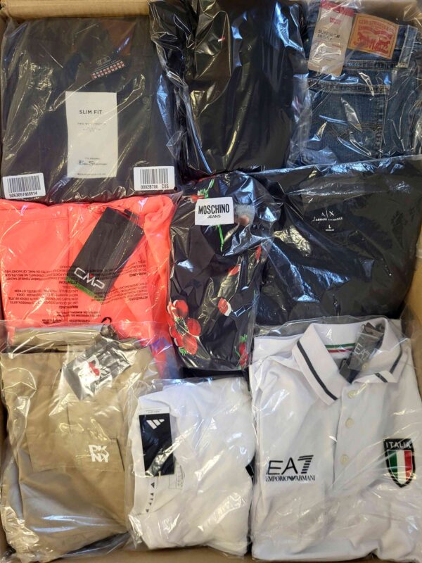 The photo shows a package with clothing in the category B.