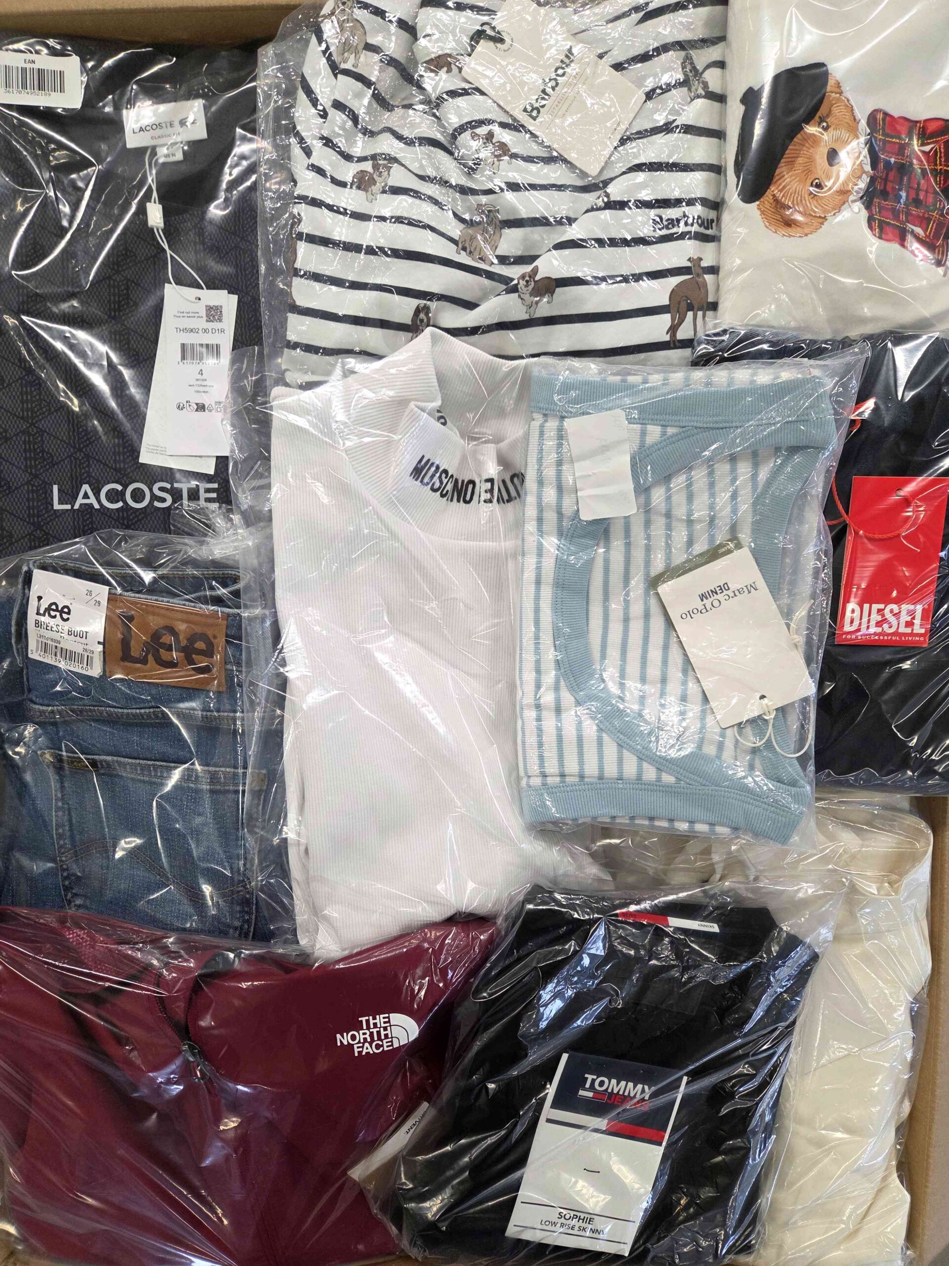 The photo shows a package with clothing in the category B.
