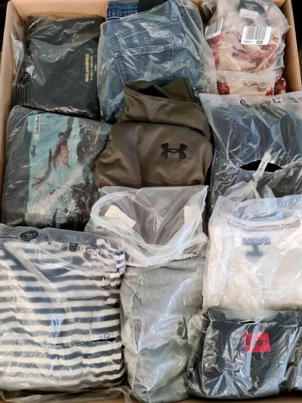 The photo shows a package with clothing in the category D.