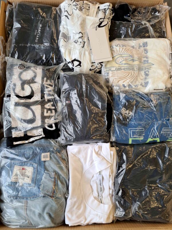 The photo shows a package with clothing in the category D.