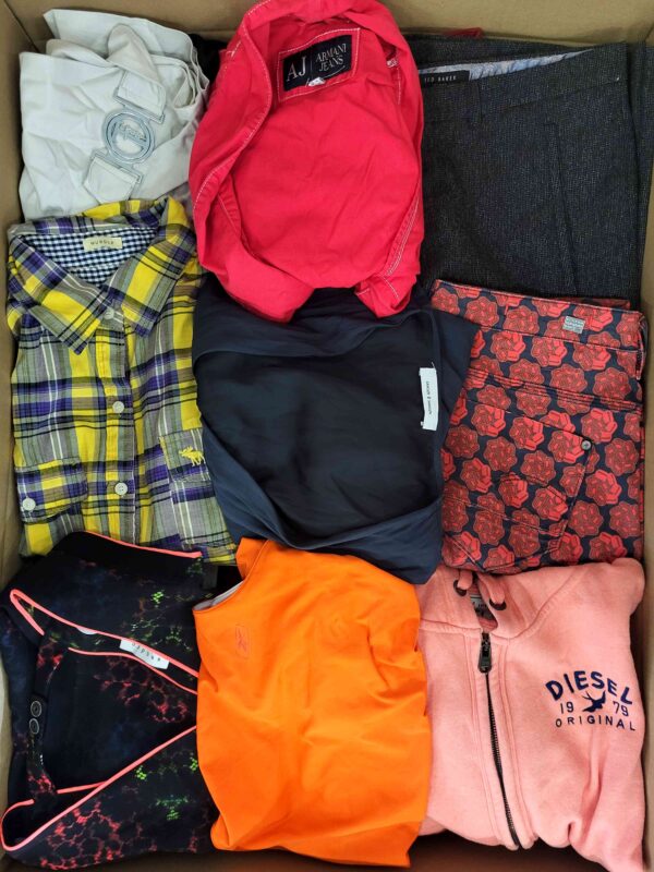 The photo shows a package with clothing in the category U.