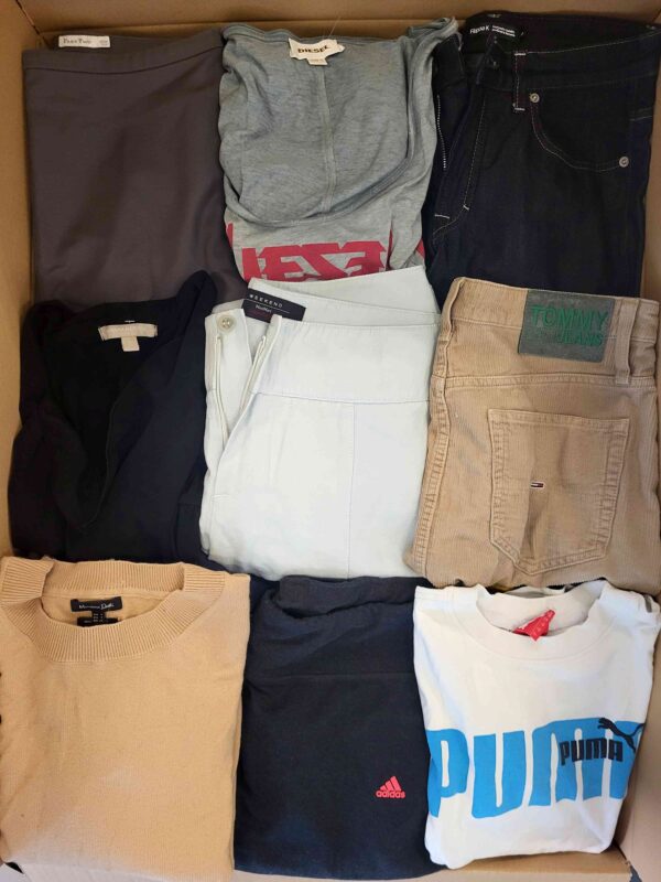 The photo shows a package with clothing in the category U.
