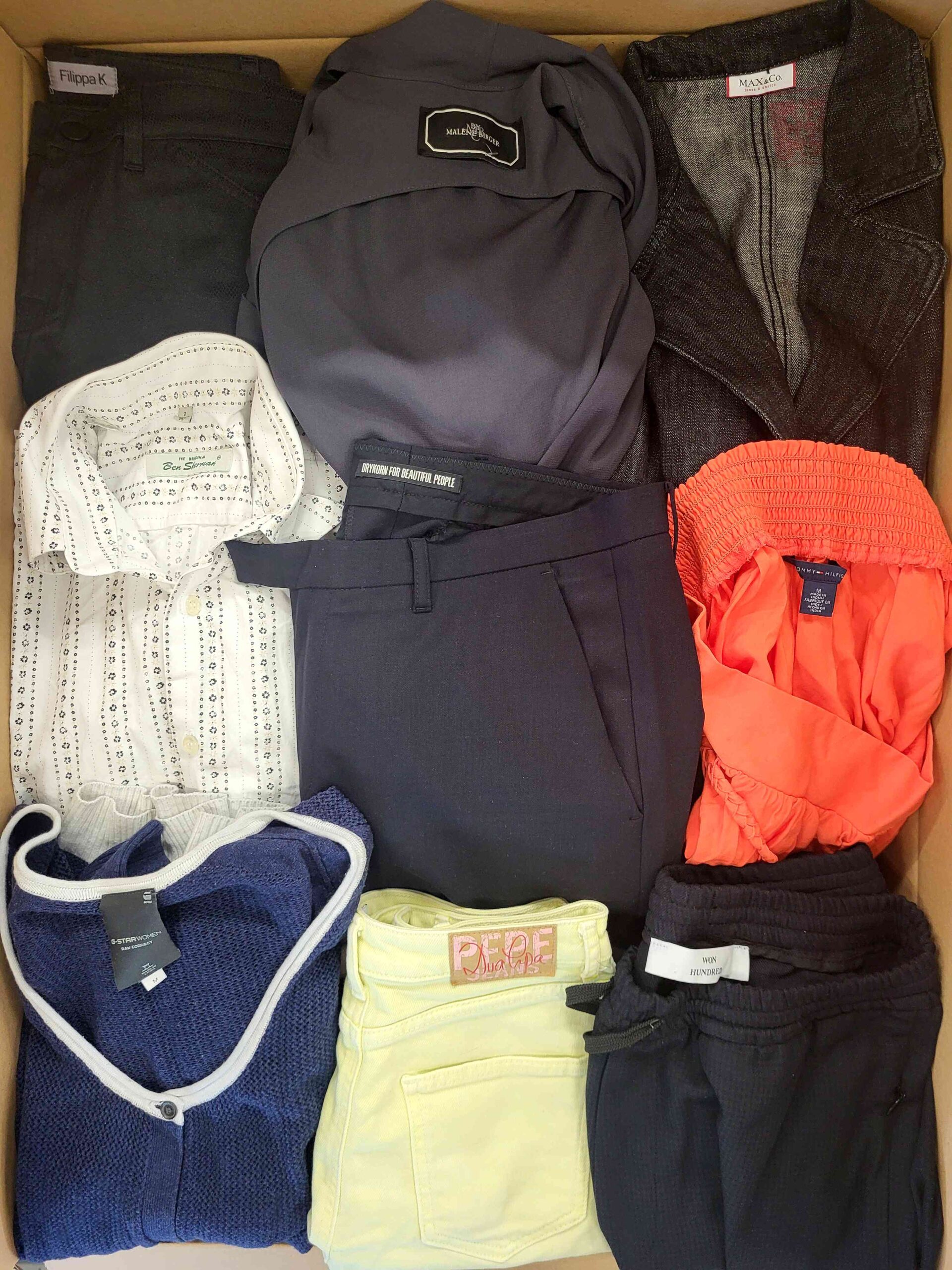 The photo shows a package with clothing in the category U.