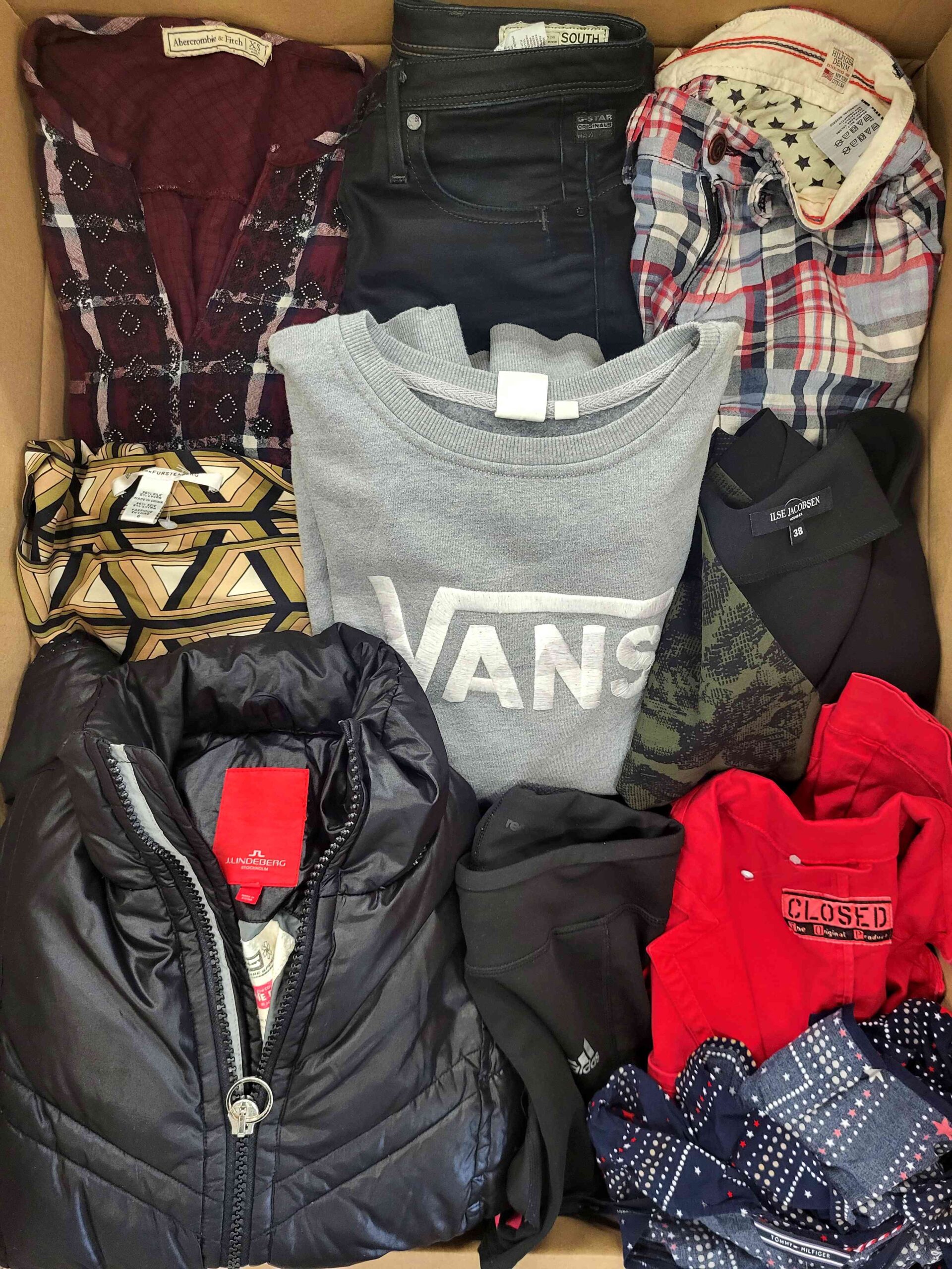 The photo shows a package with clothing in the category U.