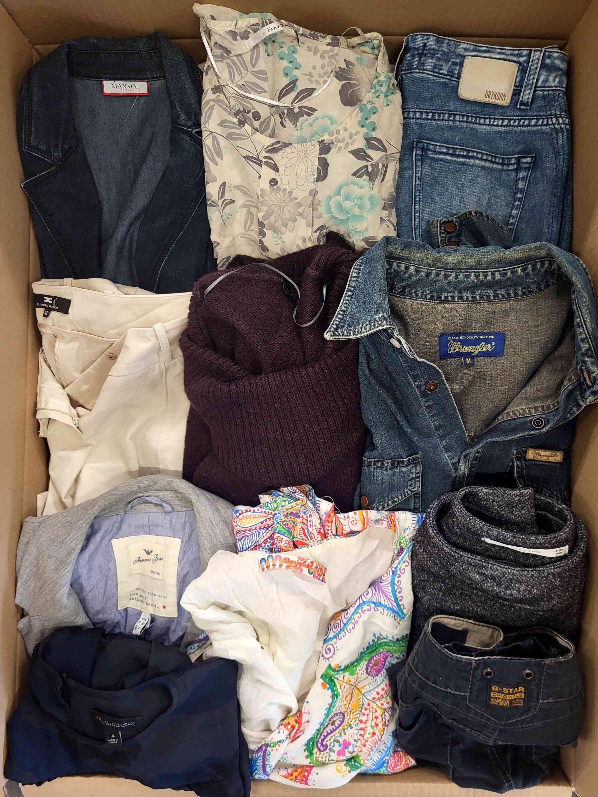 The photo shows a package with clothing in the category U.
