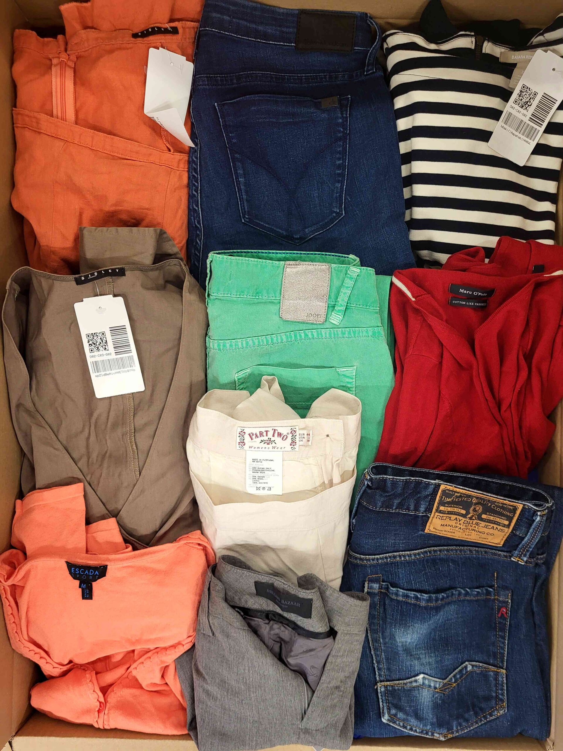 The photo shows a package with clothing in the category U.