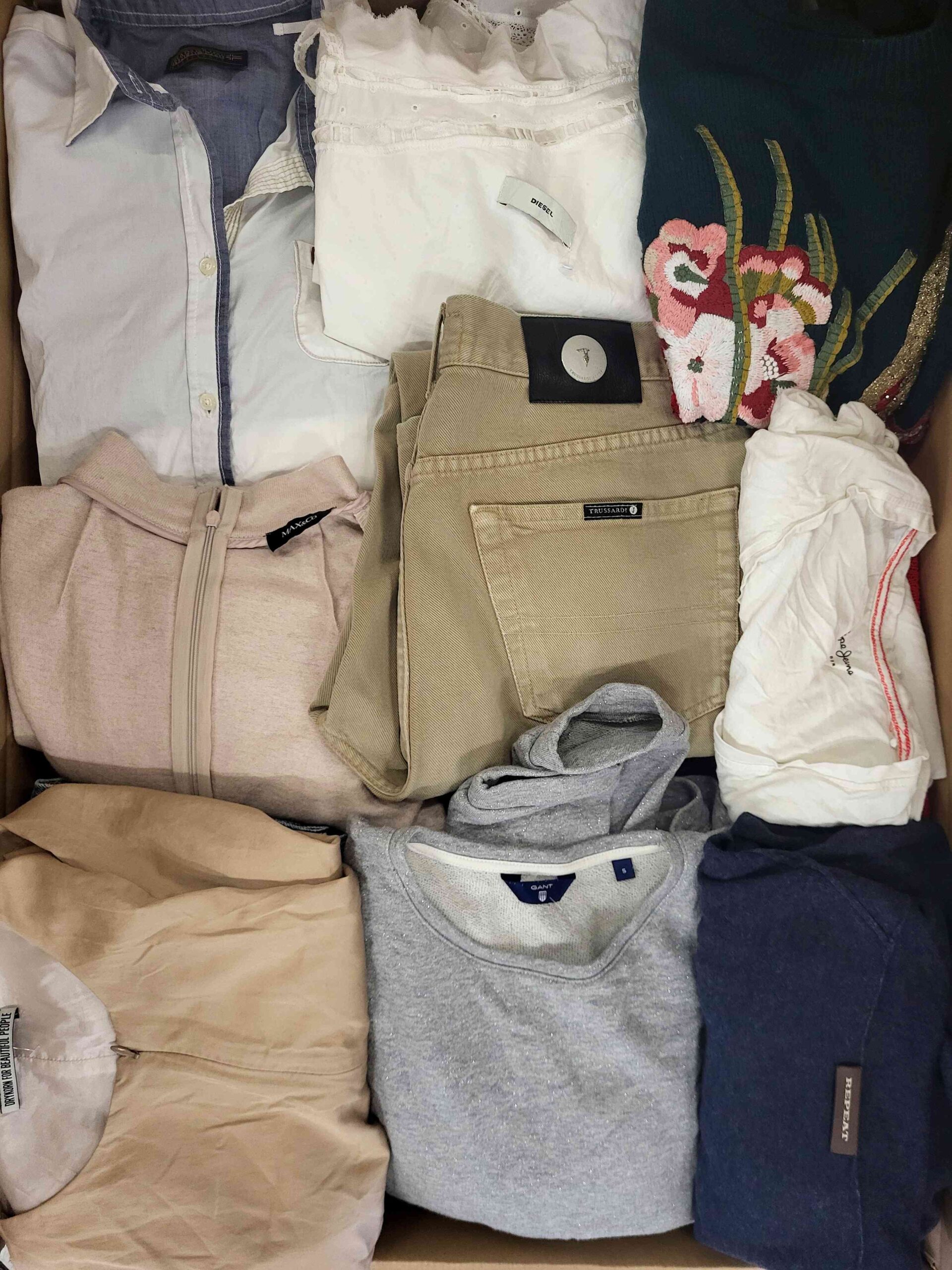 The photo shows a package with clothing in the category U.