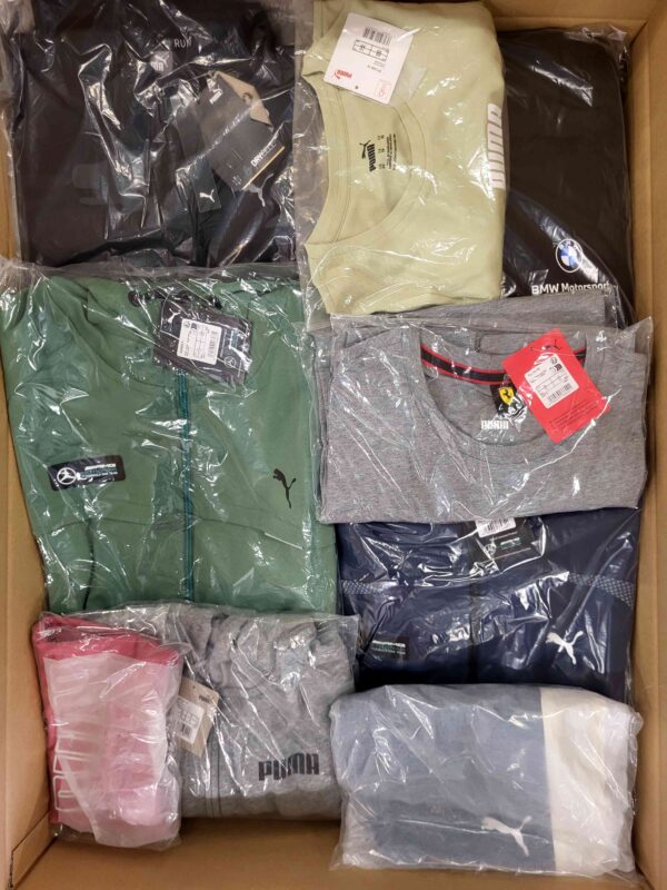 The photo shows a package with clothing in the category AP.