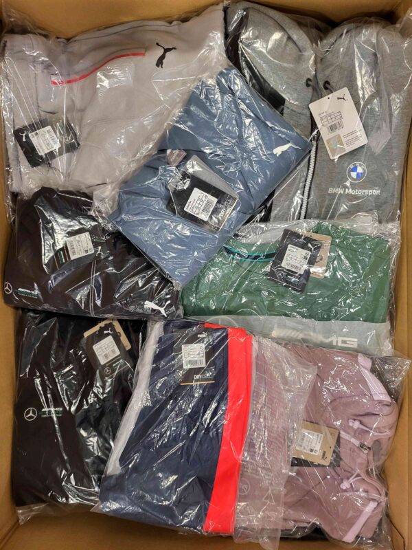 The photo shows a package with clothing in the category AP.