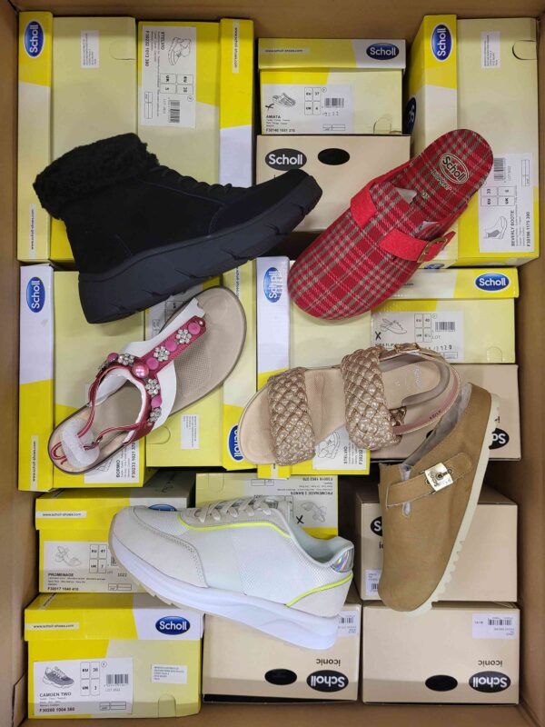 The photo shows a package with footwear in the category SM.