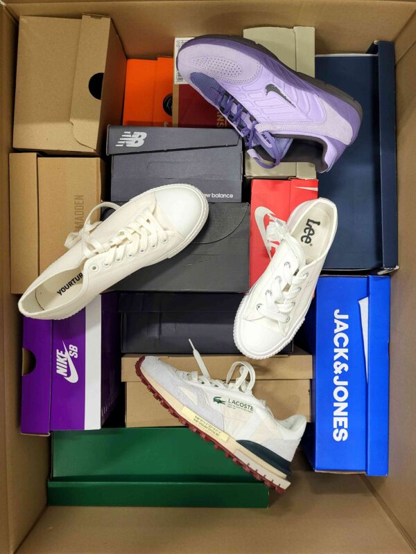 The photo shows a package with footwear in the category CS.