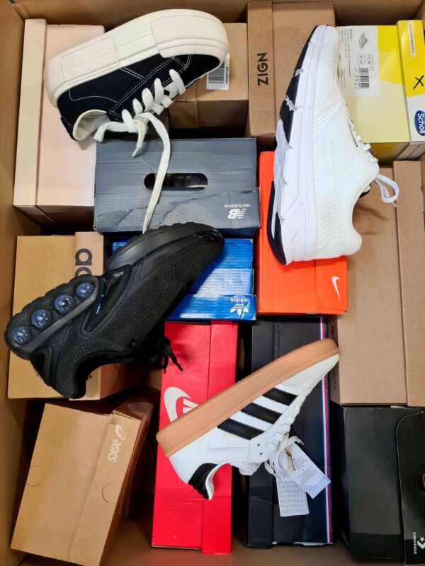 The photo shows a package with footwear in the category CS.
