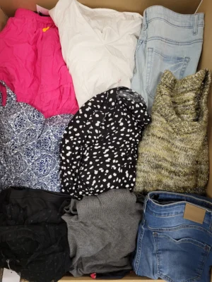 The photo shows a package with clothing in the category TSC.