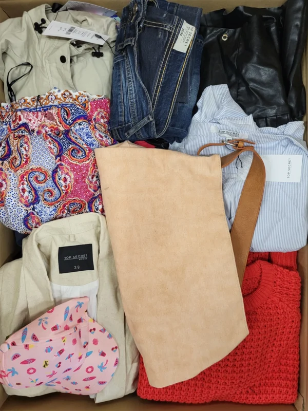 The photo shows a package with clothing in the category TSC.